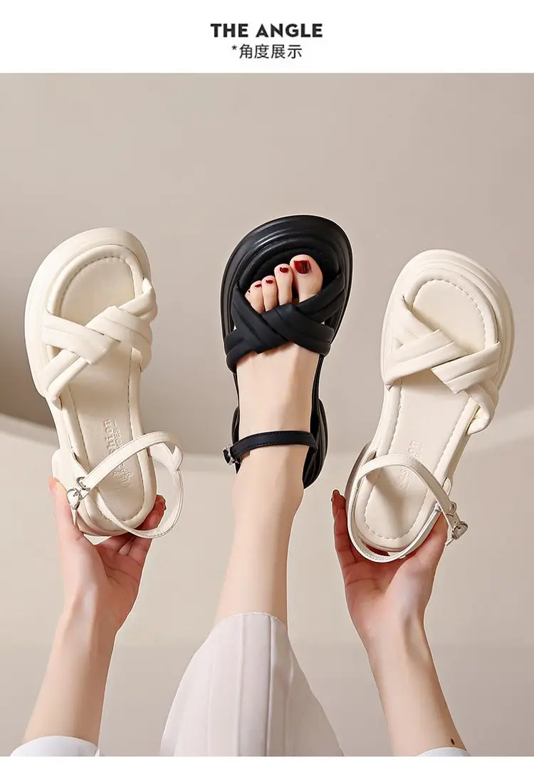 Women's Black Leather Roman Beach Sandals 2024 — feature 6