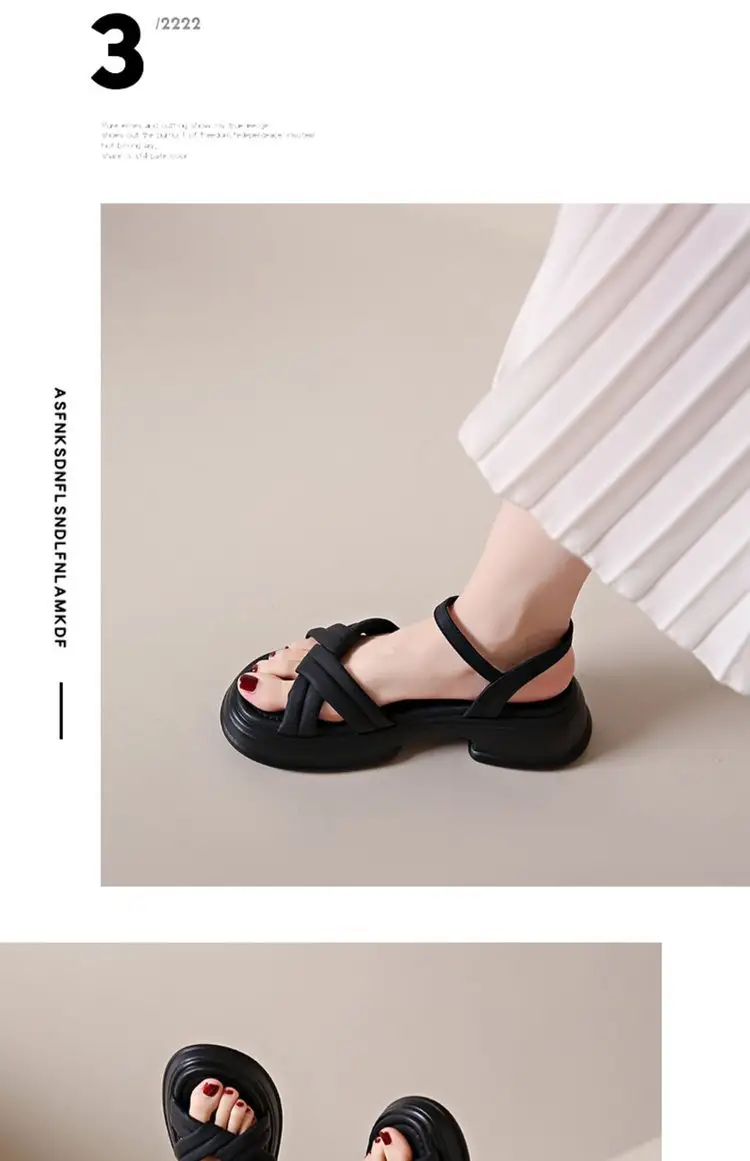 Women's Black Leather Roman Beach Sandals 2024 — feature 7