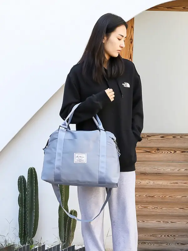 Light Blue Nylon Travel Bag for Women