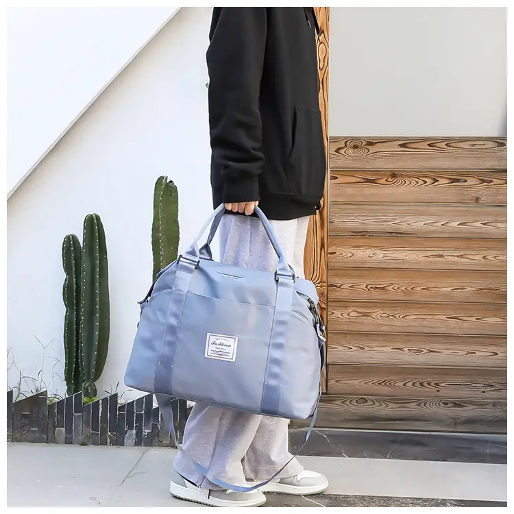 Light Blue Nylon Travel Bag for Women — feature 19