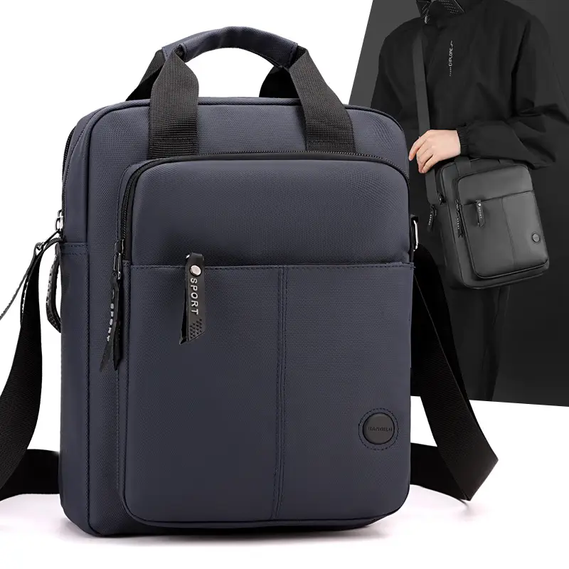 Men's Grey Laptop Shoulder Bag with 3 Pockets