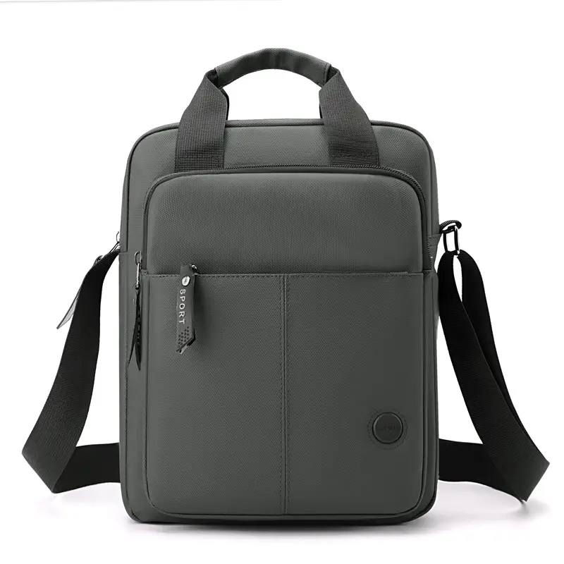 Men's Grey Laptop Shoulder Bag with 3 Pockets