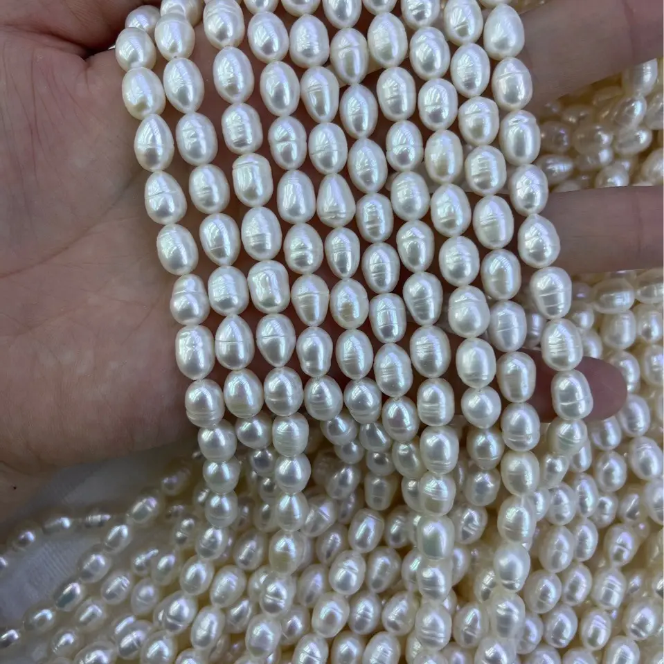 Natural Freshwater Pearl Thread 7-8mm Loose Beads 35cm - Image 2
