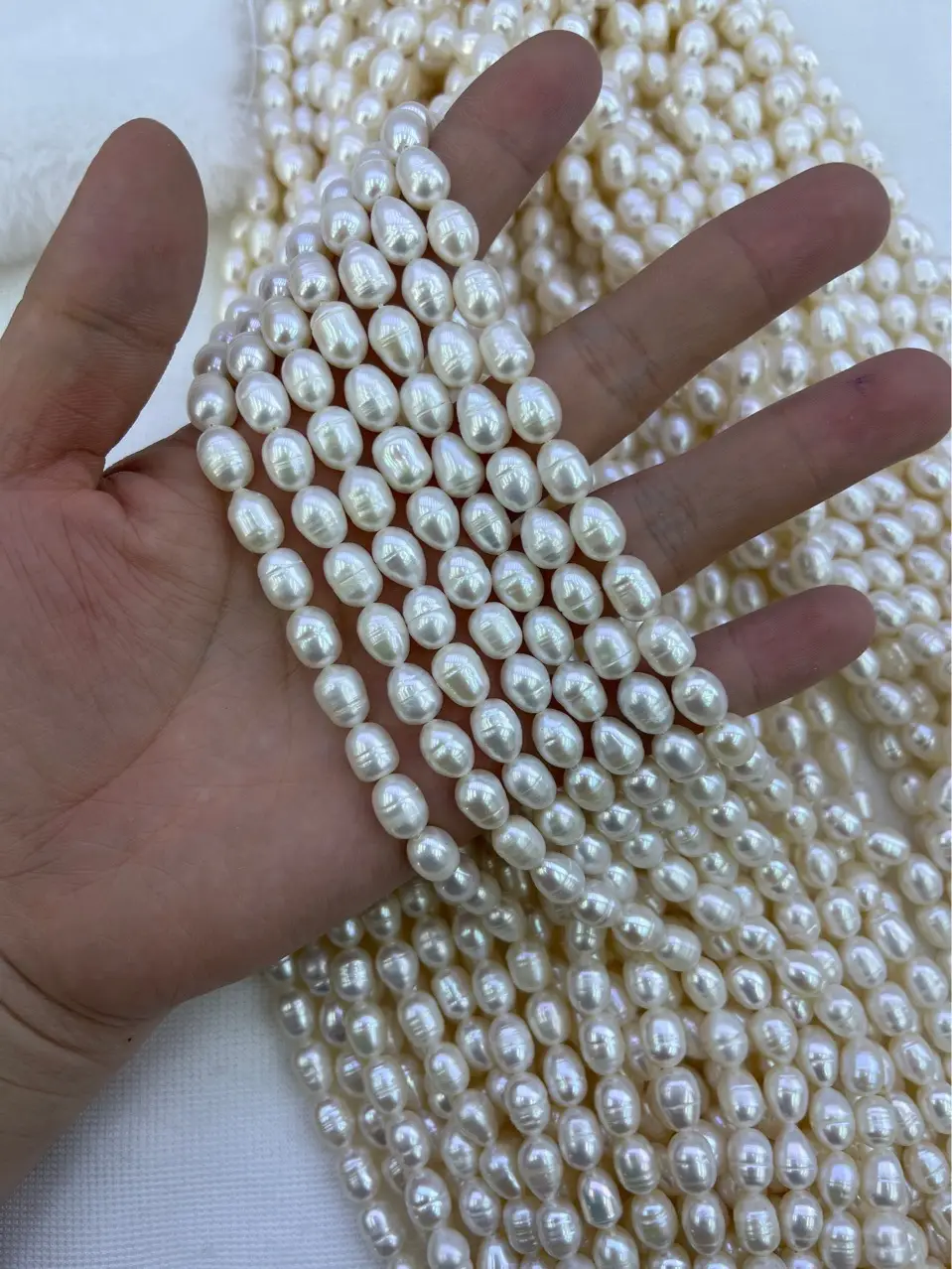 Natural Freshwater Pearl Thread 7-8mm Loose Beads 35cm — feature 5