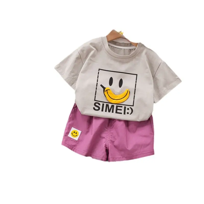 Smiling Baby Boys Shorts Set White Pink Summer Casual - Image 5