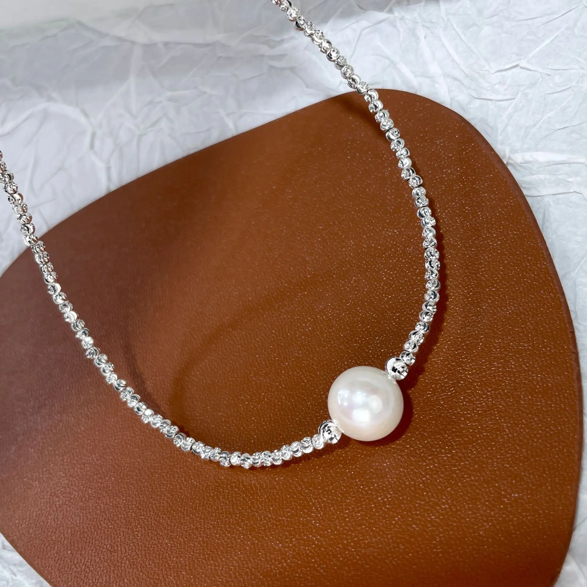 Natural Freshwater Pearl Broken Silver Necklace for Women - Image 3