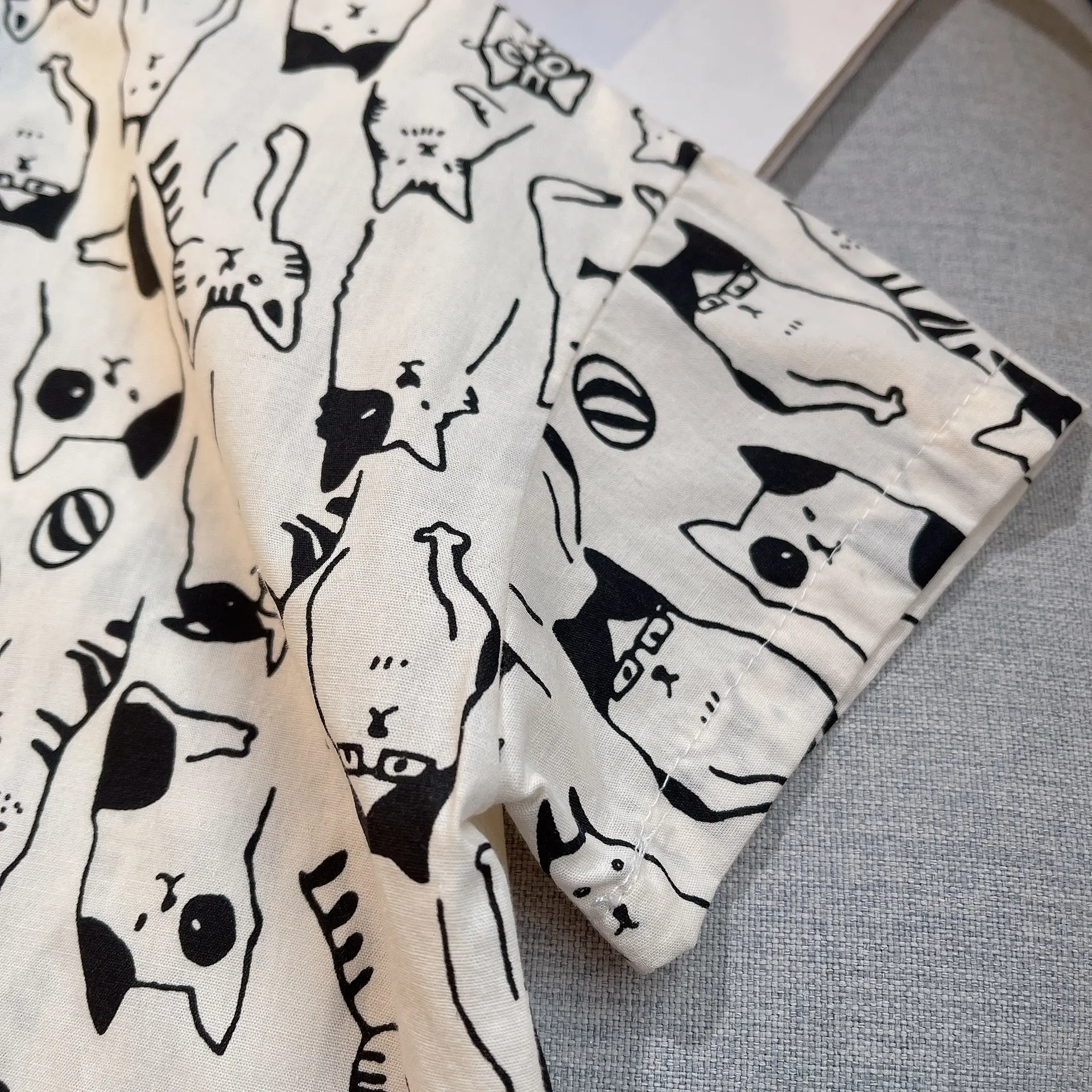 Children Cotton Cat Print Shorts Suit Summer — feature 12