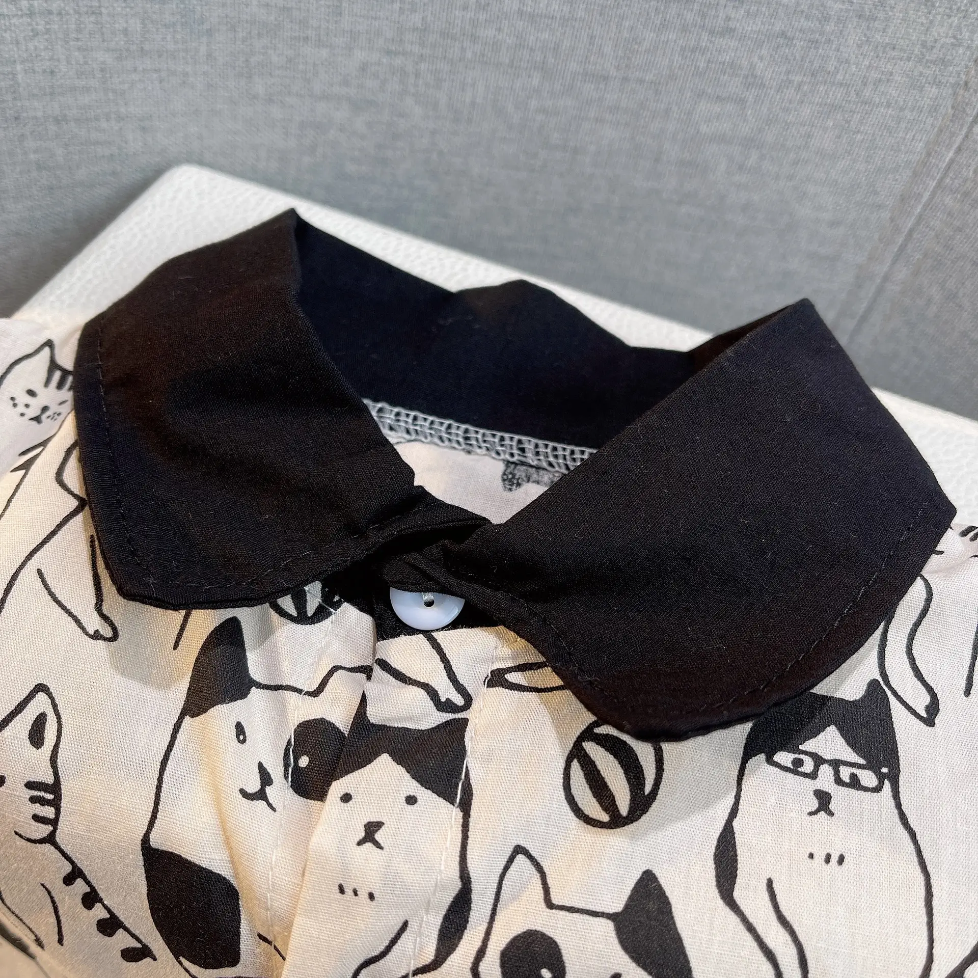 Children Cotton Cat Print Shorts Suit Summer — feature 7