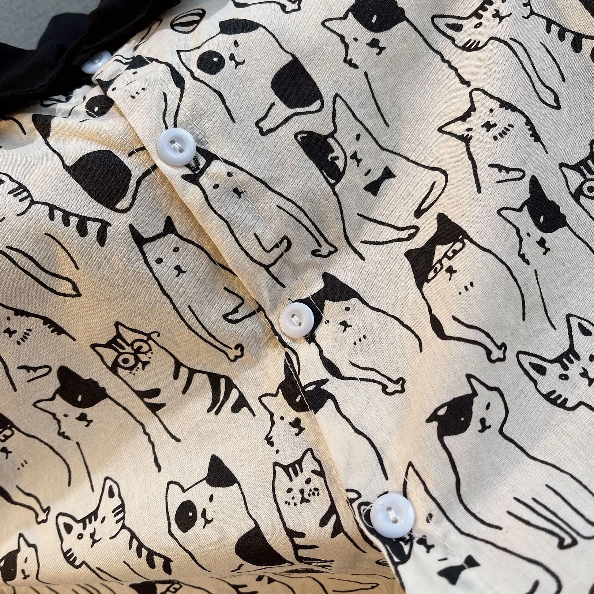 Children Cotton Cat Print Shorts Suit Summer — feature 8