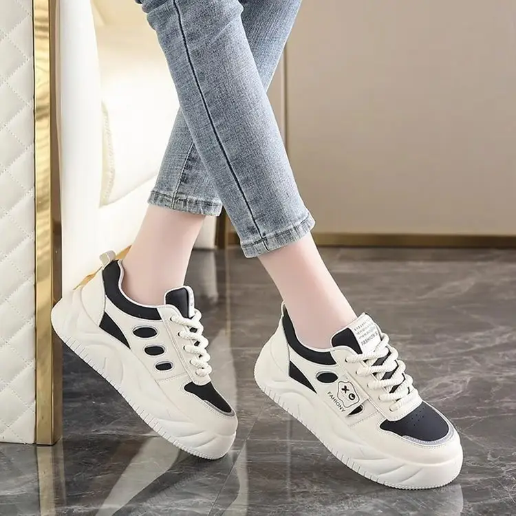 Hong Kong Style Sneakers Women's 2024 New Spring and Summer Platform Shoes Thick Bottom Hot Style Sports All-match Casual Soft Bottom White Shoes — feature 10