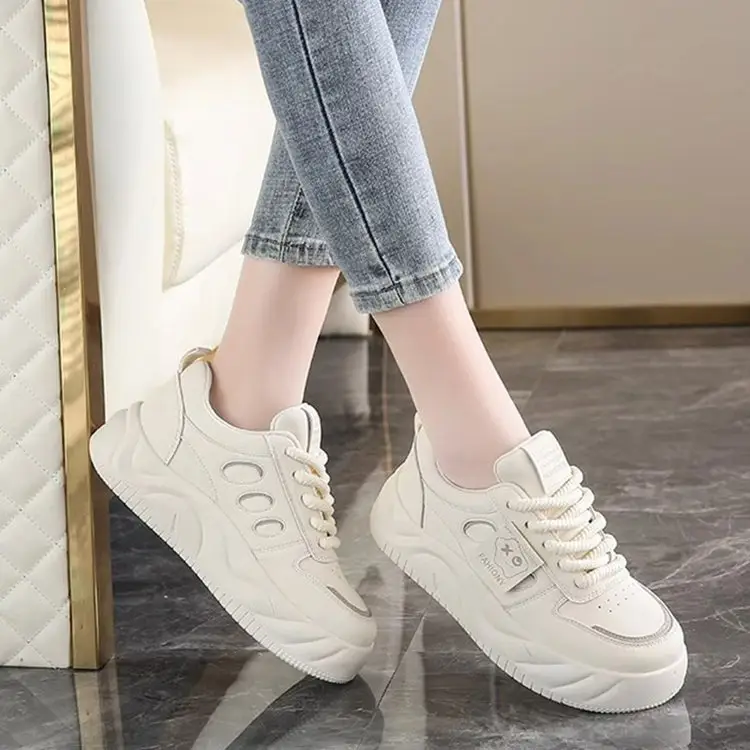 Hong Kong Style Sneakers Women's 2024 New Spring and Summer Platform Shoes Thick Bottom Hot Style Sports All-match Casual Soft Bottom White Shoes — feature 11