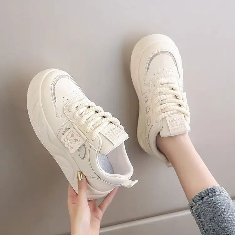 Hong Kong Style Sneakers Women's 2024 New Spring and Summer Platform Shoes Thick Bottom Hot Style Sports All-match Casual Soft Bottom White Shoes — feature 4