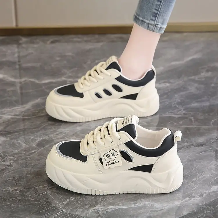Hong Kong Style Sneakers Women's 2024 New Spring and Summer Platform Shoes Thick Bottom Hot Style Sports All-match Casual Soft Bottom White Shoes — feature 5