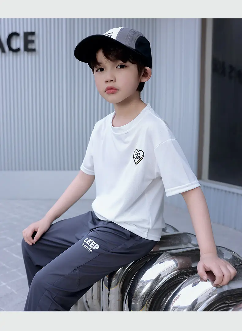 Children's Pink Embroidered Crewneck T-Shirt Summer Wear — feature 15