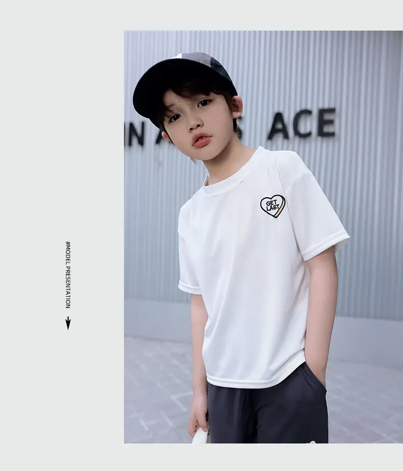 Children's Pink Embroidered Crewneck T-Shirt Summer Wear — feature 18