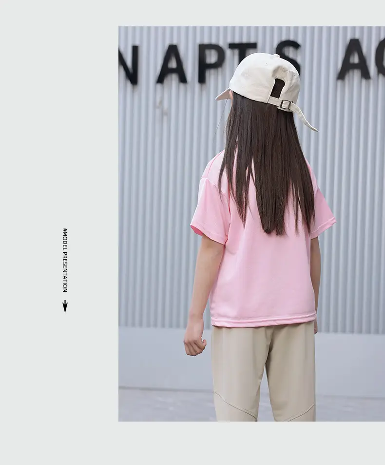 Children's Pink Embroidered Crewneck T-Shirt Summer Wear — feature 21