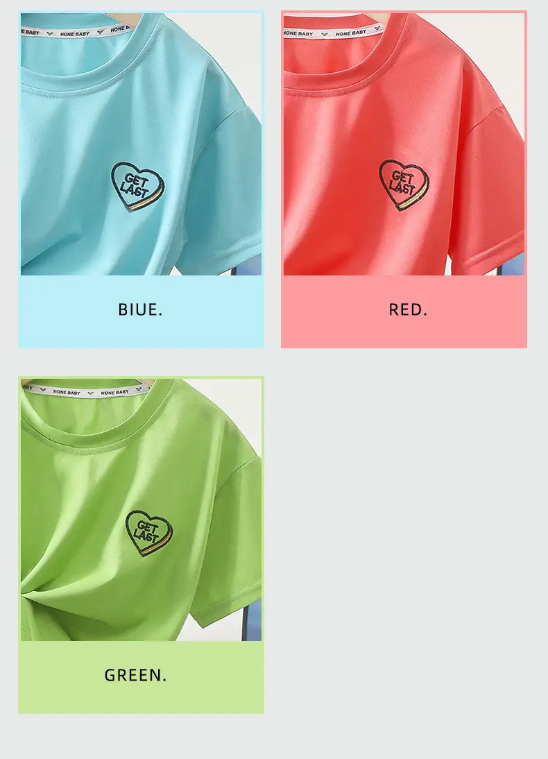 Children's Pink Embroidered Crewneck T-Shirt Summer Wear — feature 7