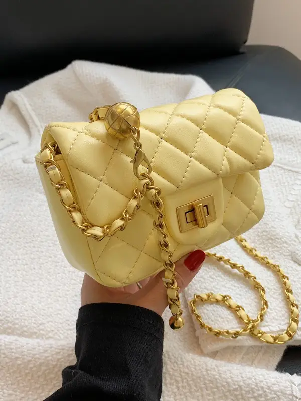 Women's Diamond Embroidered Mini Chain Bag White - Image 5