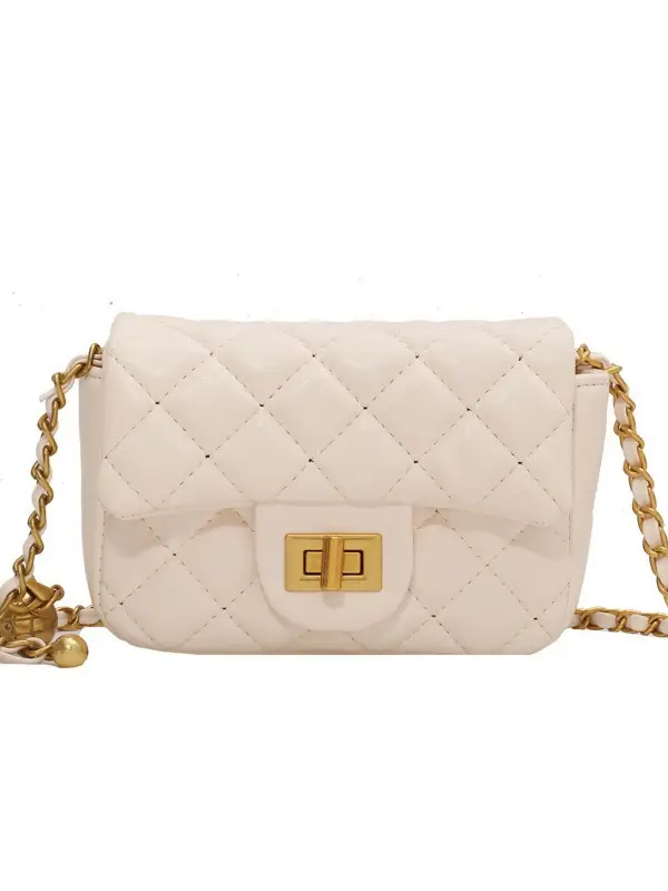 Women's Diamond Embroidered Mini Chain Bag White - Image 9