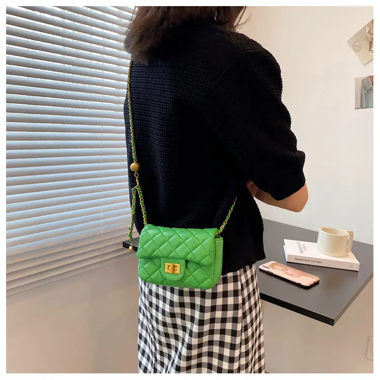 Women's Diamond Embroidered Mini Chain Bag White — feature 9