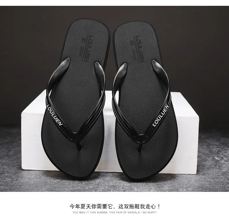 Men's Black Loui Eren Casual Flip Flops Summer — feature 13
