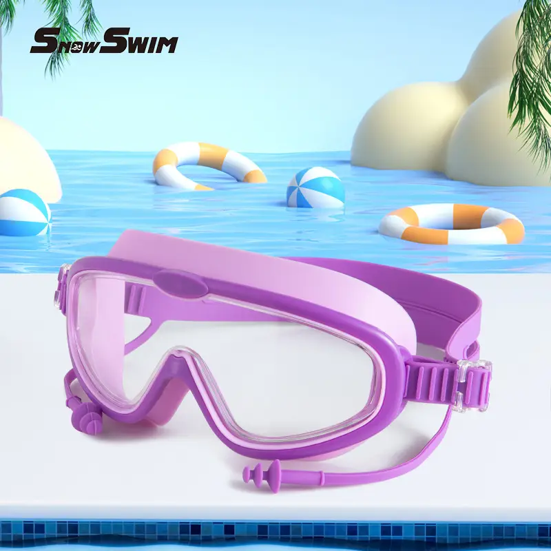 Children bag swimming goggles girls boys swimming equipment glasses waterproof anti-fog big frame professional diving swimming goggles factory