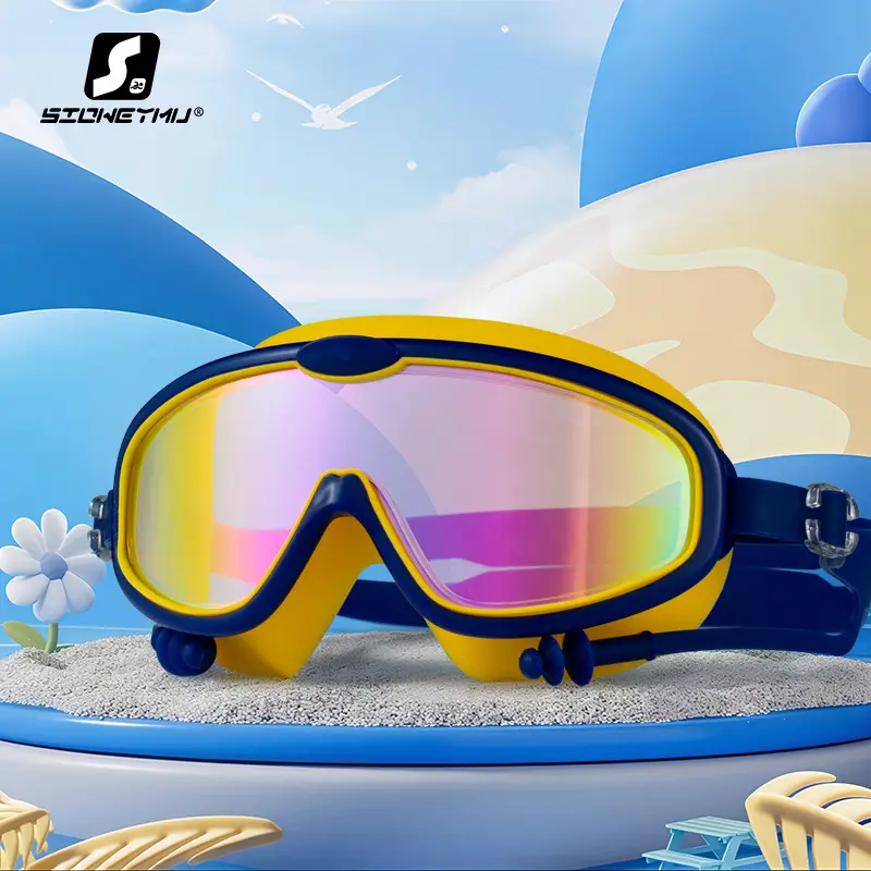 Children bag swimming goggles girls boys swimming equipment glasses waterproof anti-fog big frame professional diving swimming goggles factory