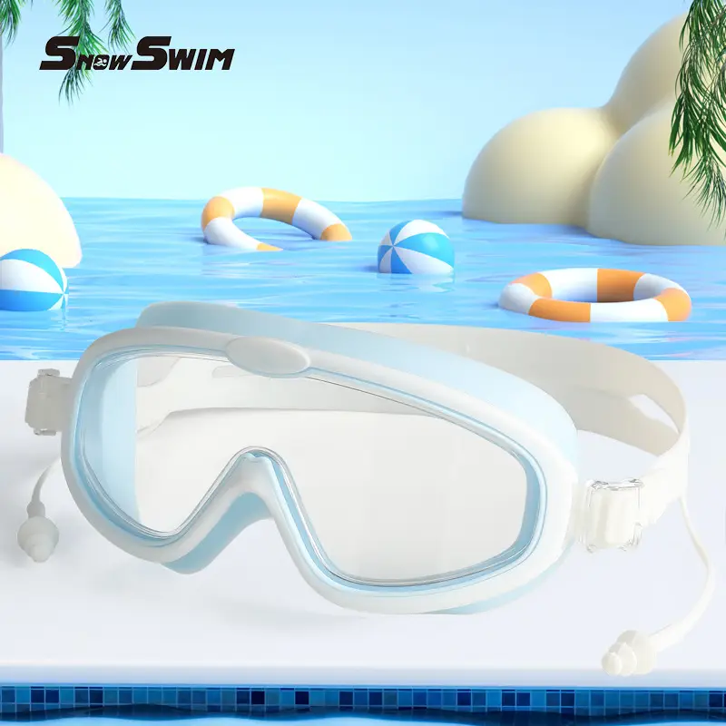 Children bag swimming goggles girls boys swimming equipment glasses waterproof anti-fog big frame professional diving swimming goggles factory