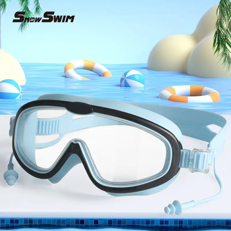 Children bag swimming goggles girls boys swimming equipment glasses waterproof anti-fog big frame professional diving swimming goggles factory