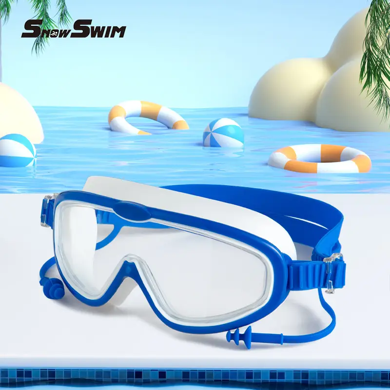 Children bag swimming goggles girls boys swimming equipment glasses waterproof anti-fog big frame professional diving swimming goggles factory