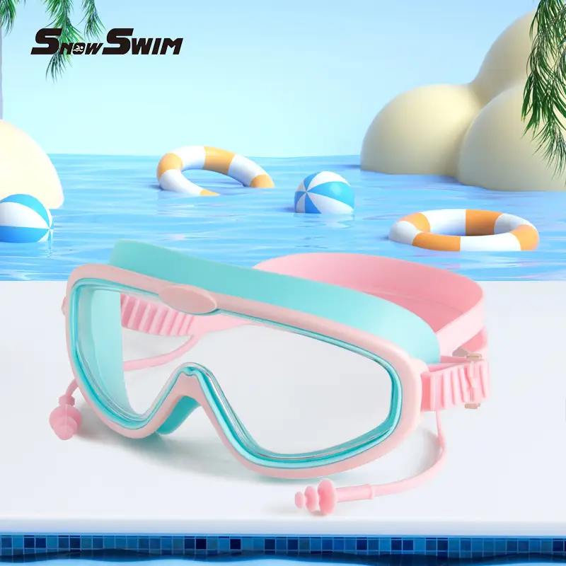 Children bag swimming goggles girls boys swimming equipment glasses waterproof anti-fog big frame professional diving swimming goggles factory