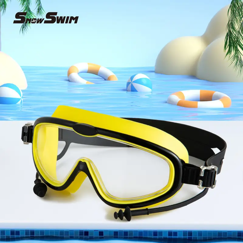 Children bag swimming goggles girls boys swimming equipment glasses waterproof anti-fog big frame professional diving swimming goggles factory