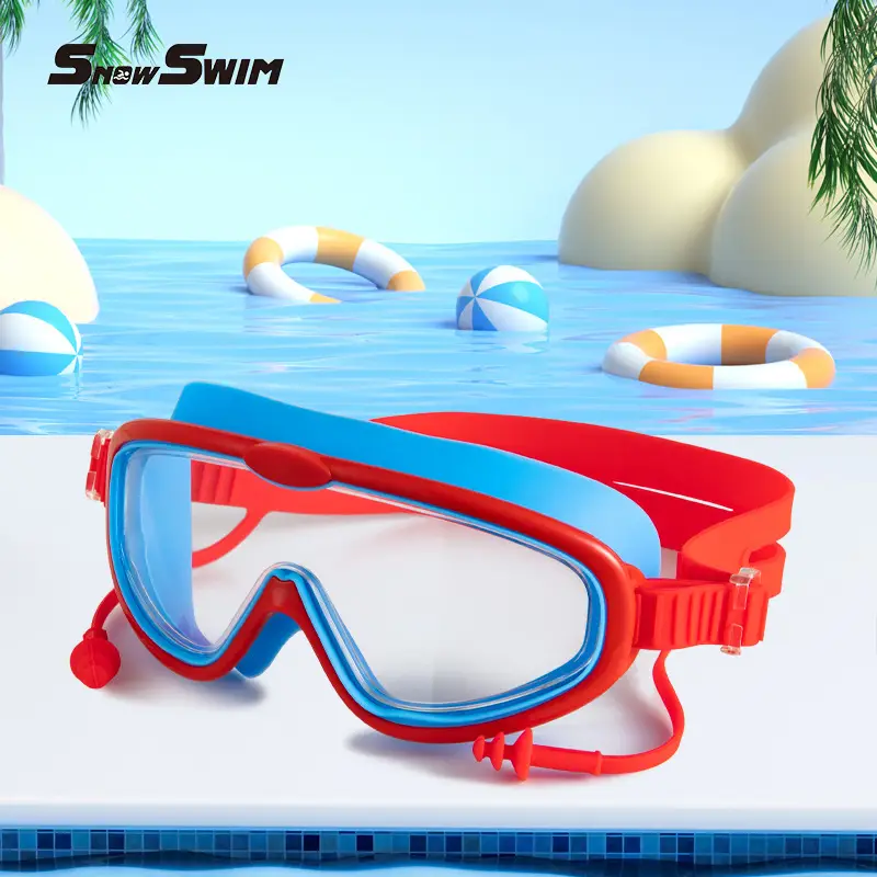 Children bag swimming goggles girls boys swimming equipment glasses waterproof anti-fog big frame professional diving swimming goggles factory