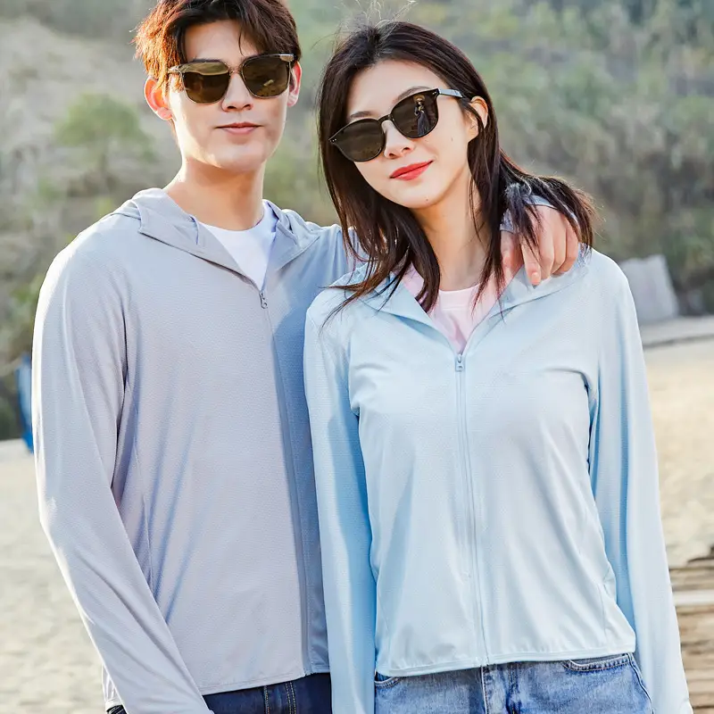 Men Ice Silk Sunproof Jacket Light Blue Non-UV - Image 17