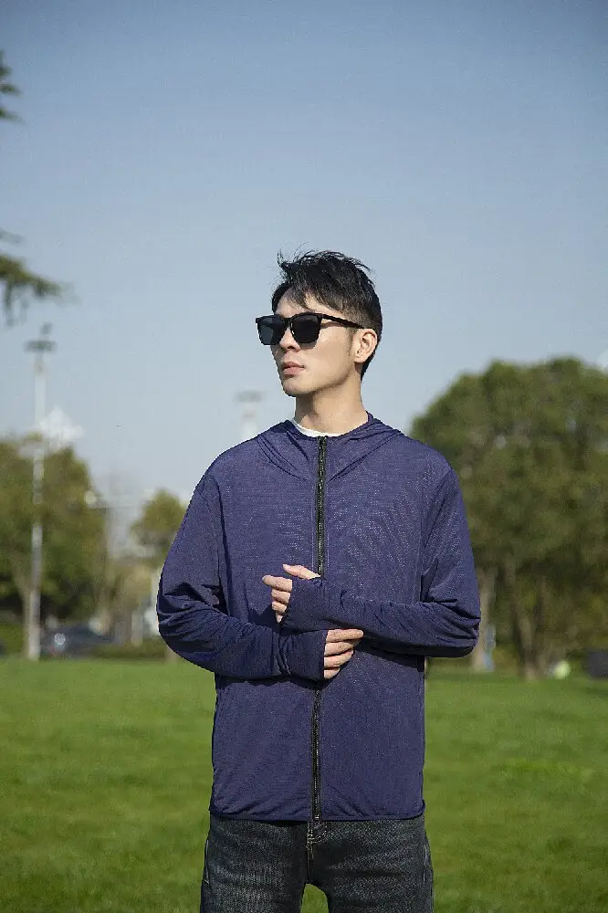 Men Ice Silk Sunproof Jacket Light Blue Non-UV - Image 12