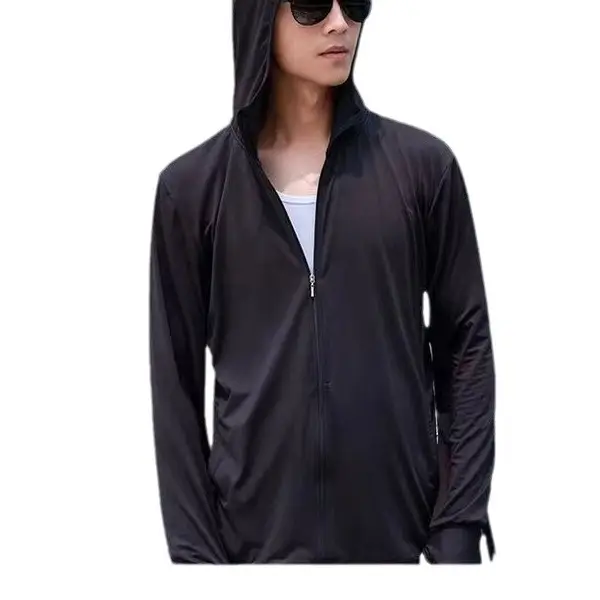 Men Ice Silk Sunproof Jacket Light Blue Non-UV - Image 13