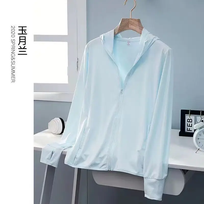 Men Ice Silk Sunproof Jacket Light Blue Non-UV - Image 5