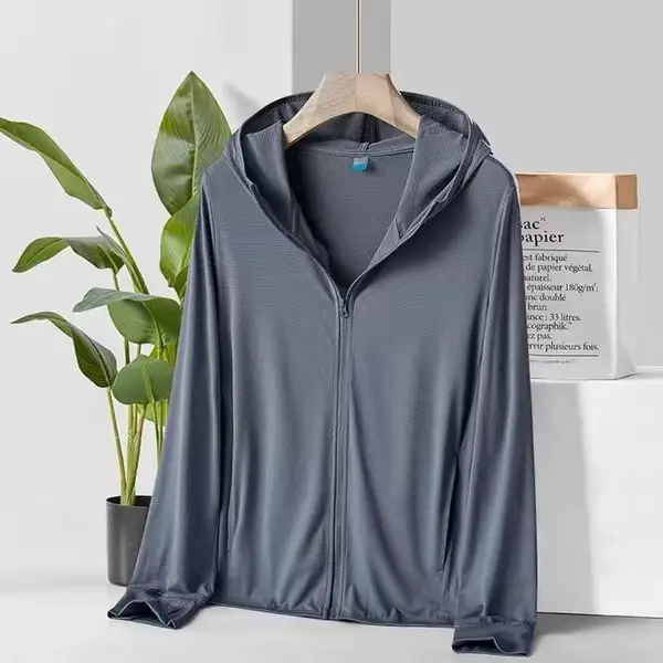 Men Ice Silk Sunproof Jacket Light Blue Non-UV - Image 8