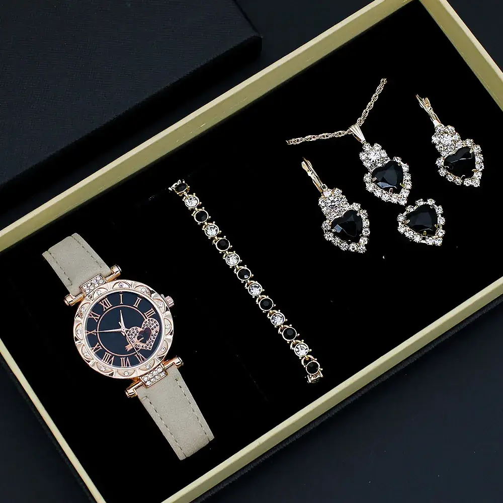 Women's Green Stone Bracelet & Watch Set - Image 15