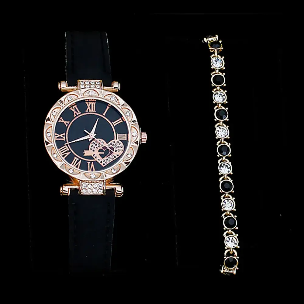 Women's Green Stone Bracelet & Watch Set - Image 17