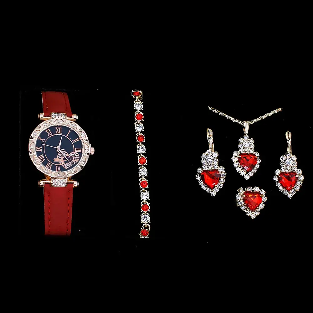 Women's Green Stone Bracelet & Watch Set - Image 3