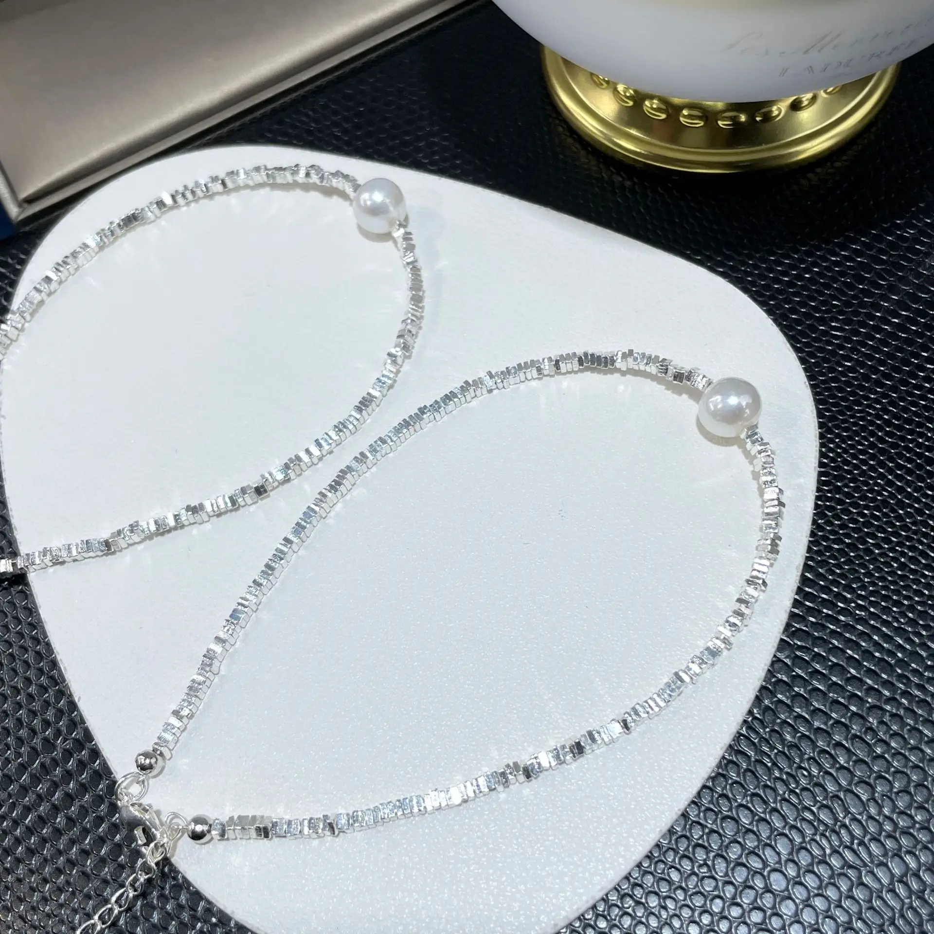 Broken Silver Pearl Bracelet for Women Summer Light