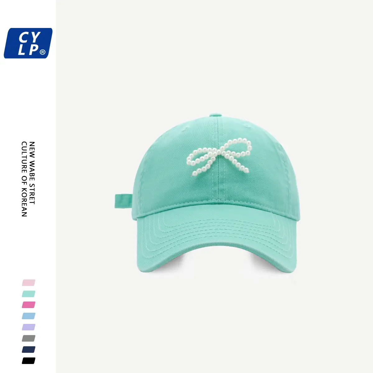 Women's Pearl Bow Baseball Cap Grey - Image 5