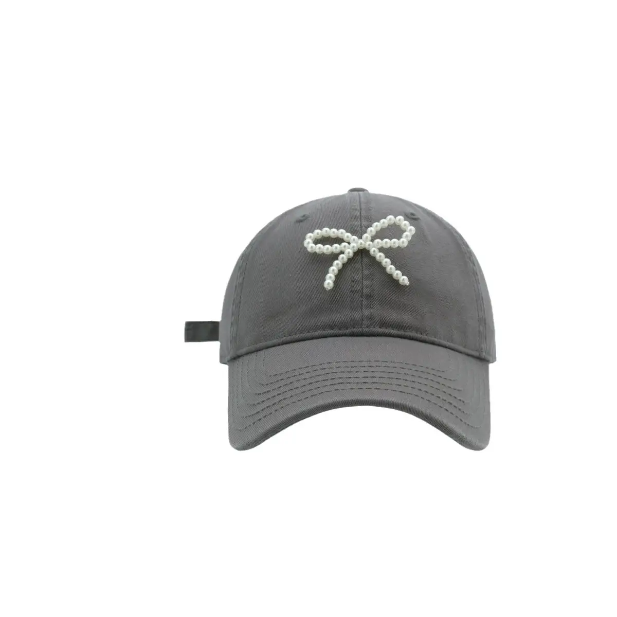 Women's Pearl Bow Baseball Cap Grey - Image 12