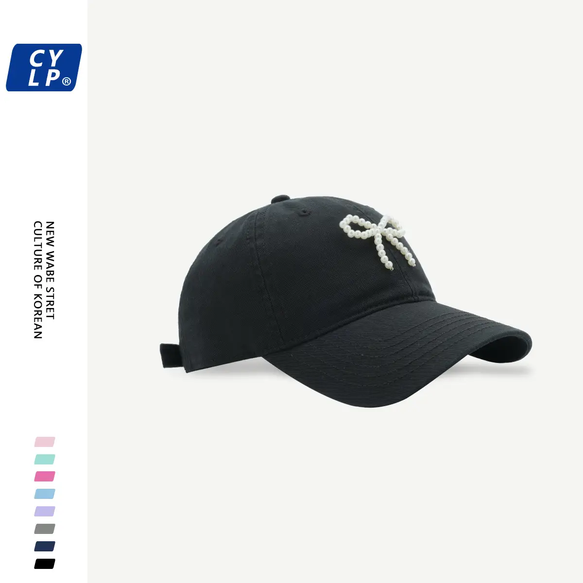Women's Pearl Bow Baseball Cap Grey — feature 5