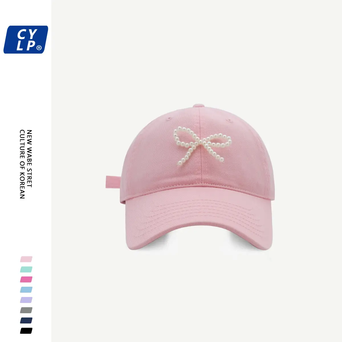 Women's Pearl Bow Baseball Cap Grey - Image 3