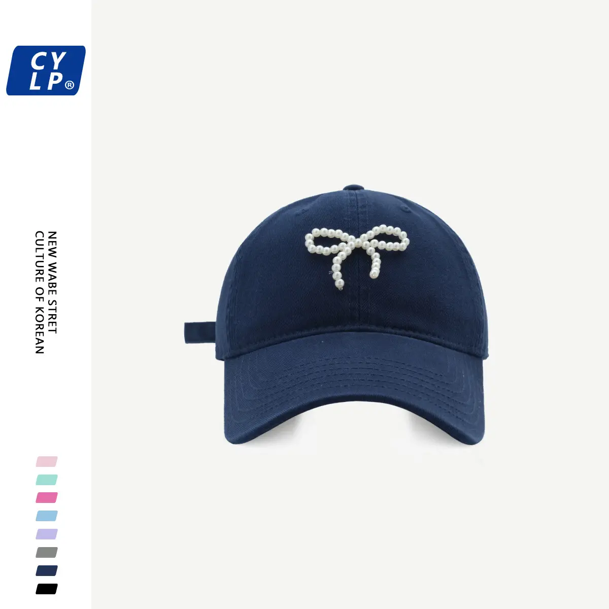 Women's Pearl Bow Baseball Cap Grey - Image 6