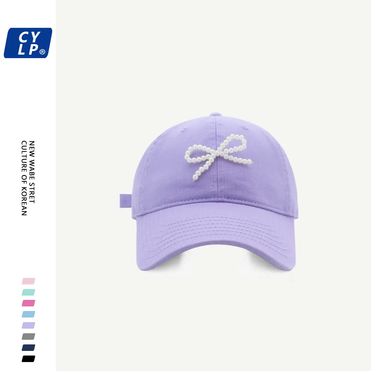 Women's Pearl Bow Baseball Cap Grey - Image 7