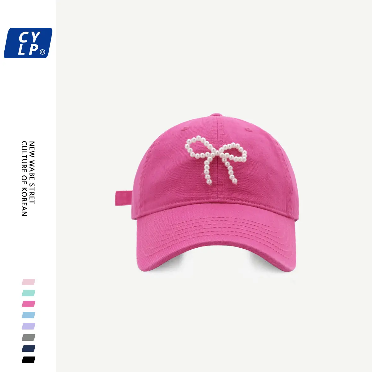 Women's Pearl Bow Baseball Cap Grey - Image 8