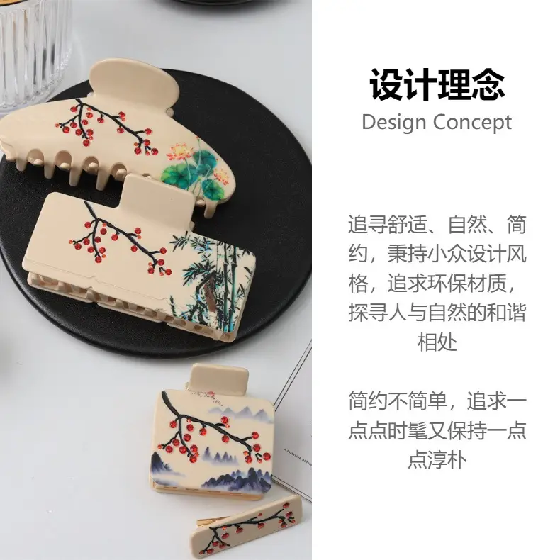 New Style Chinese Ink Painting Hair Clip for Women — feature 13